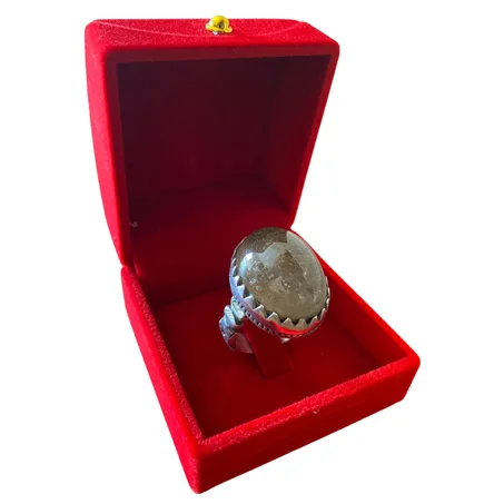 خاتم من فضة وحجر الكوارتز روتايل