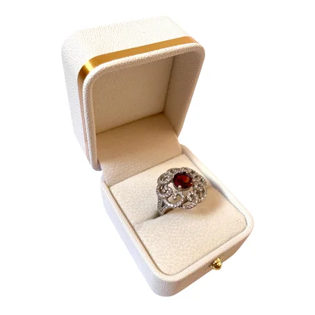 خاتم نقرة وحجر الكارنت الطبيعي