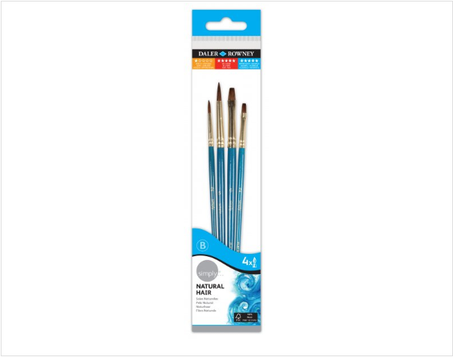 Brosses et Pinceaux en Soie Aquarelle SIMPLY DALER ROWNEY - Paquet de 4