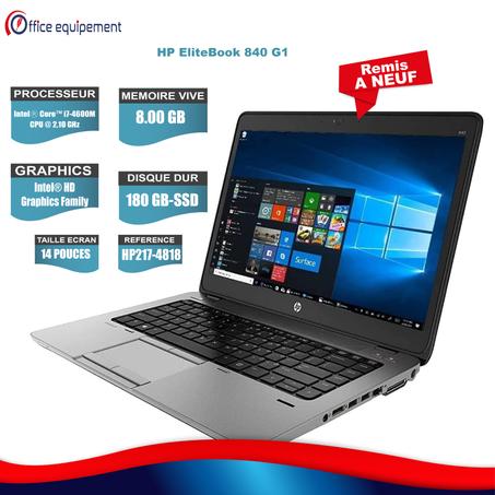 HP EliteBook 840 G1 i7-4e Génération 8G RAM 180 Go SSD