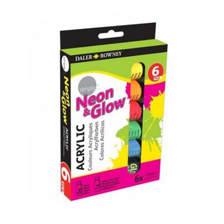 Gouaches Acrylic Neon & Glow DALER ROWNEY - Paquet de 6