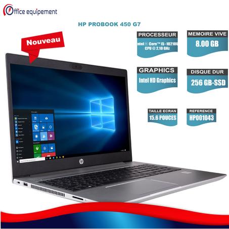 HP PROBOOK 450 G7 i5 -10e Génération 8 Go RAM 256 Go SSD