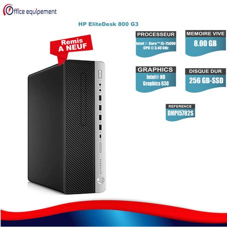 HP EliteDesk 800 G3 i5-7e Génération 8G RAM 256 Go SSD