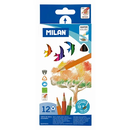 Crayon Couleur Ergo Grip MILAN - 12 Couleurs