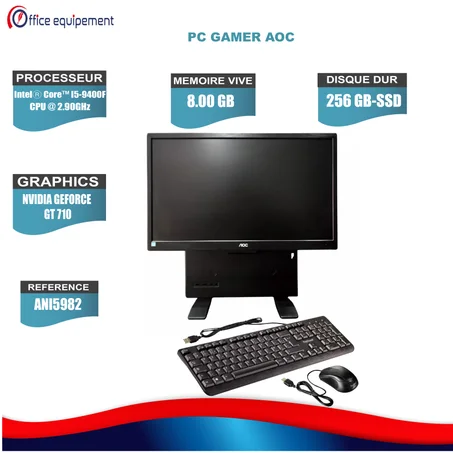 PC GAMER AOC I5-9e Génération 8G RAM  256 Go SSD - PACK COMPLET