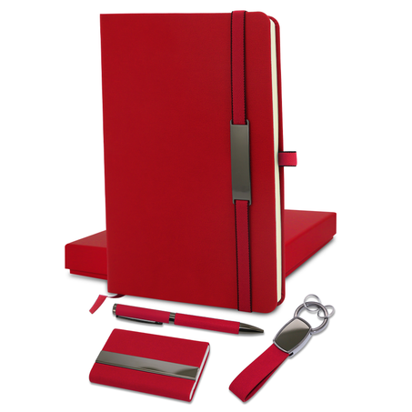 Coffret 4 Pièces en Simili Cuir et Métal