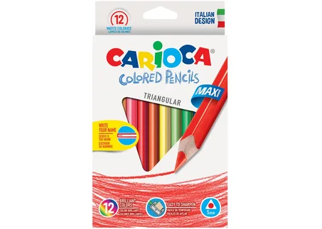 Crayon Couleur Triangulaire Maxi CARIOCA - 12 Couleurs