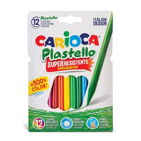 Crayon de Cire Plastello CARIOCA - 12 Couleurs