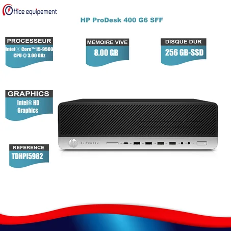 HP ProDesk 400 G6 SFF I5-9e Génération 8G RAM  256 Go SSD
