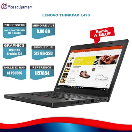 LENOVO THINKPAD L470 I5-7e Génération 8G RAM 512 Go SSD