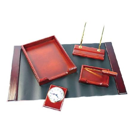 Ensemble De Bureau En Bois + Cuir King Style - 6 Pièces