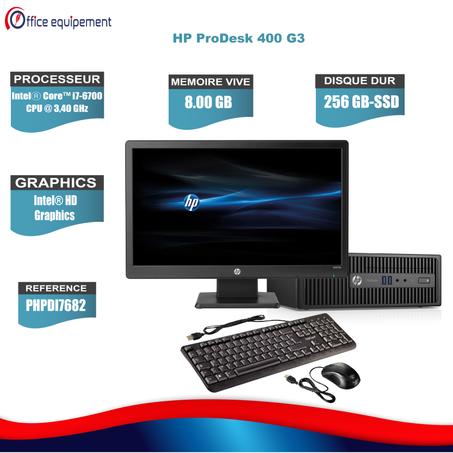 HP ProDesk 400 G3 i7-6e Génération 8G RAM  256 Go SSD - PACK COMPLET