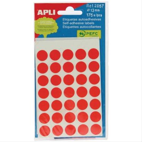 Etiquette Rond Rouge 13mm APLI
