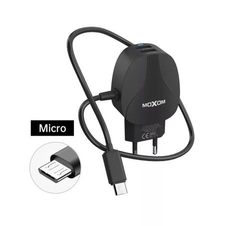 Chargeur Moxom Murale 2 Sorties Usb MX-HC15 – Avec Câble Micro Usb – Noir