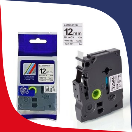 Ruban BROTHER 12mm - Black on White