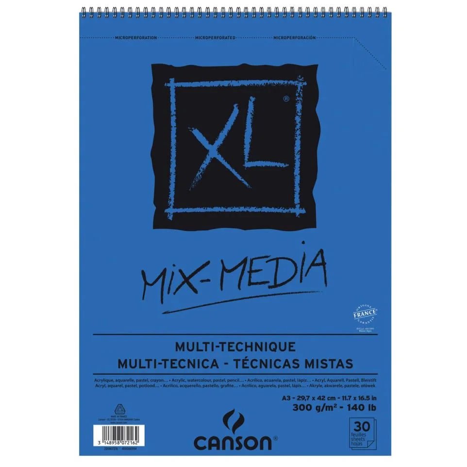 Canson XL Mix Media - Carnet 30 Feuilles A4 - 160g/m² - Grain Léger - Techniques Mixtes