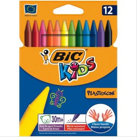 Crayon de Cire PLASTIDECOR BIC - 12 Couleurs