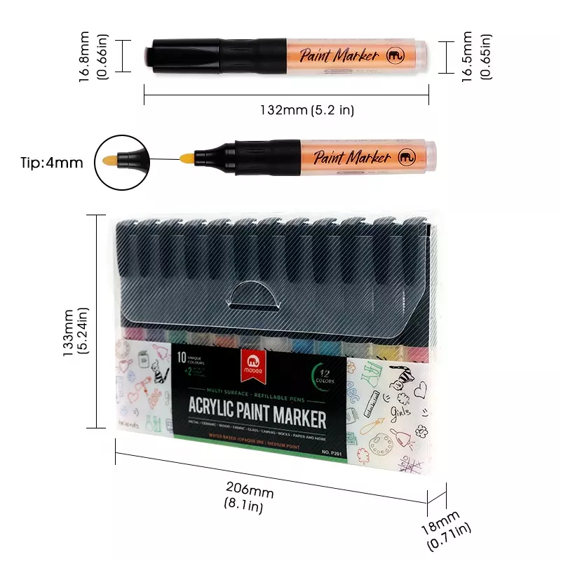 Acrylic Pain Marker MOBEE 12uts