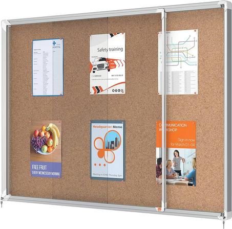 Tableau en Liège Vitrine 18xA4 à Portes Coulissantes NOBO