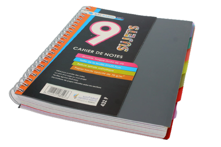 Registre  Université A4 Spirale 9 Sujets BLEU MARINE