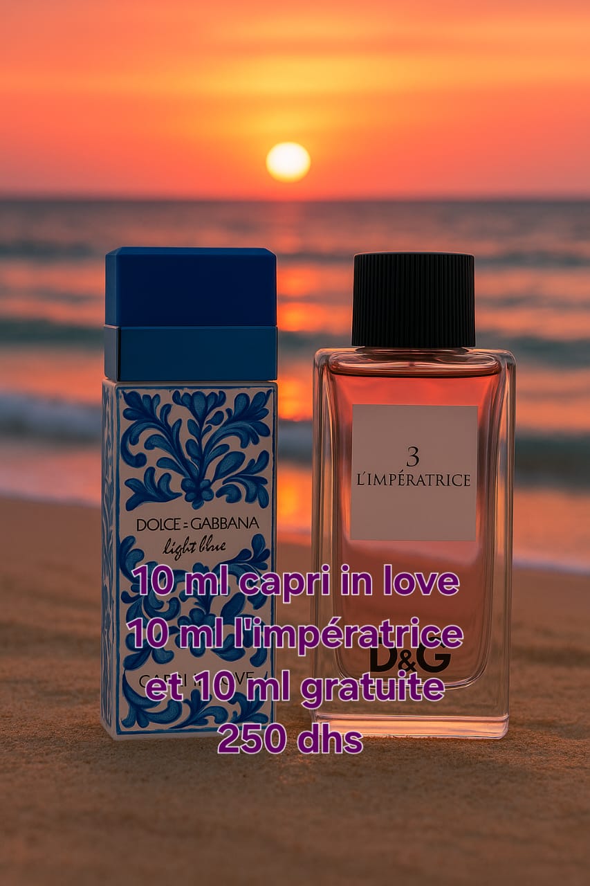 Pack promo 10 ml DOLCE & GABANNA Light Blue Capri in love+ 10 ml l'impératrice + 10 ml cadeau