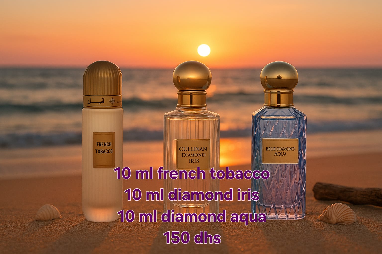 PROMO ibrahim qurashi 10 ml french tobacco+ 10 ml diamond iris + 10 ml blue diamond aqua