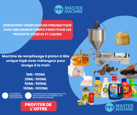 G1WGD1000-REMPLISSEUSE PNEUMATIQUE AVEC MELANGEUR SIMPLE PAROI POUR LES PRODUITS LIQUIDES VISQUEUX