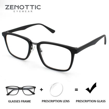نظارات طبية مربعة من الأسيتات ZENOTTIC 2024 نظارات طبية عصرية للرجال لقصر النظر