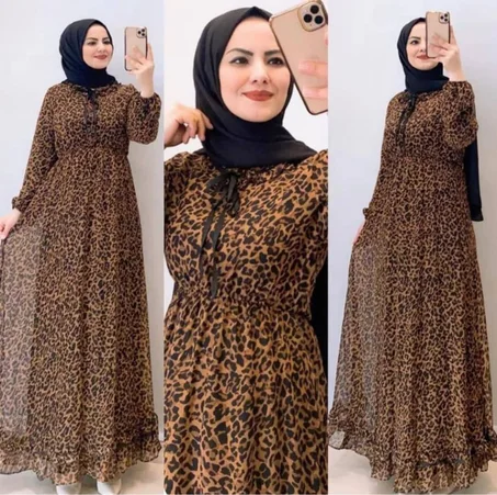 Robe longue léopard pour femmes