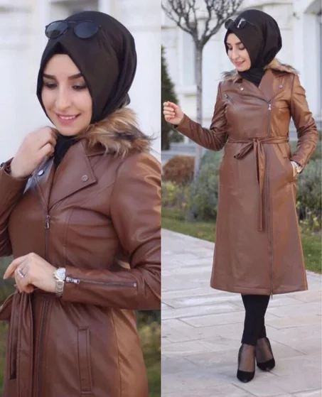 Veste longue en semi cuire pour femmes