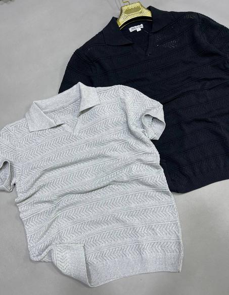 Polo Homme en Maille Texturée – Manches Courtes, Léger, Coupe Classique