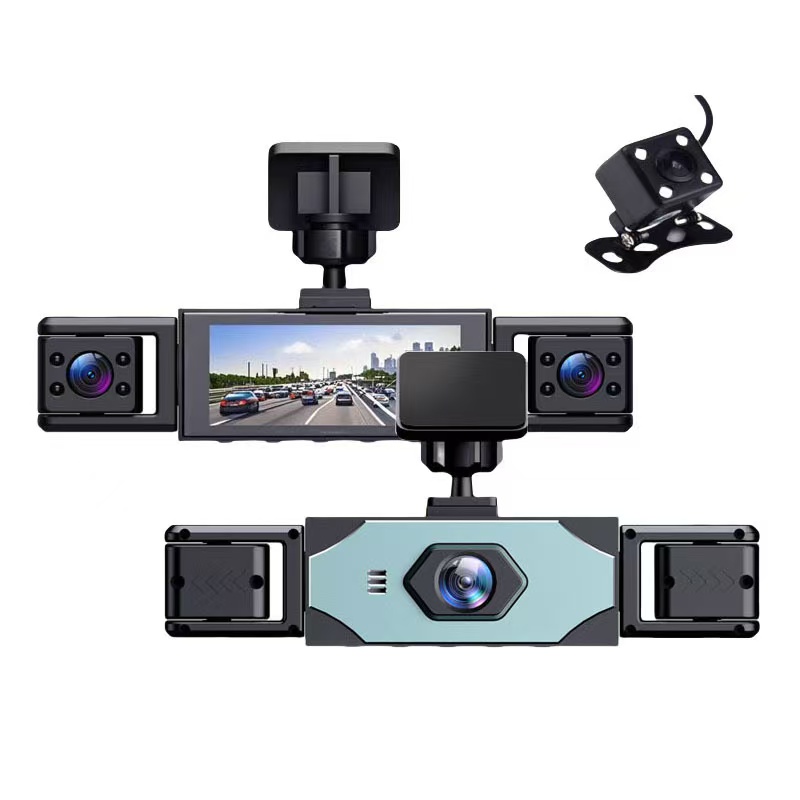 جهاز تسجيل سيارة 4K بدقة 1080P - 360°، كاميرا أمامية قابلة للدوران، مرآة خلفية، رؤية ليلية، وصندوق أسود للحماية