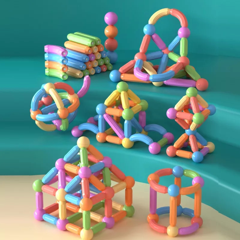 مجموعة مكعبات مغناطسية تعليمية للأطفال للتعلم المبكر وتطوير المهارات Magnetic Sticks