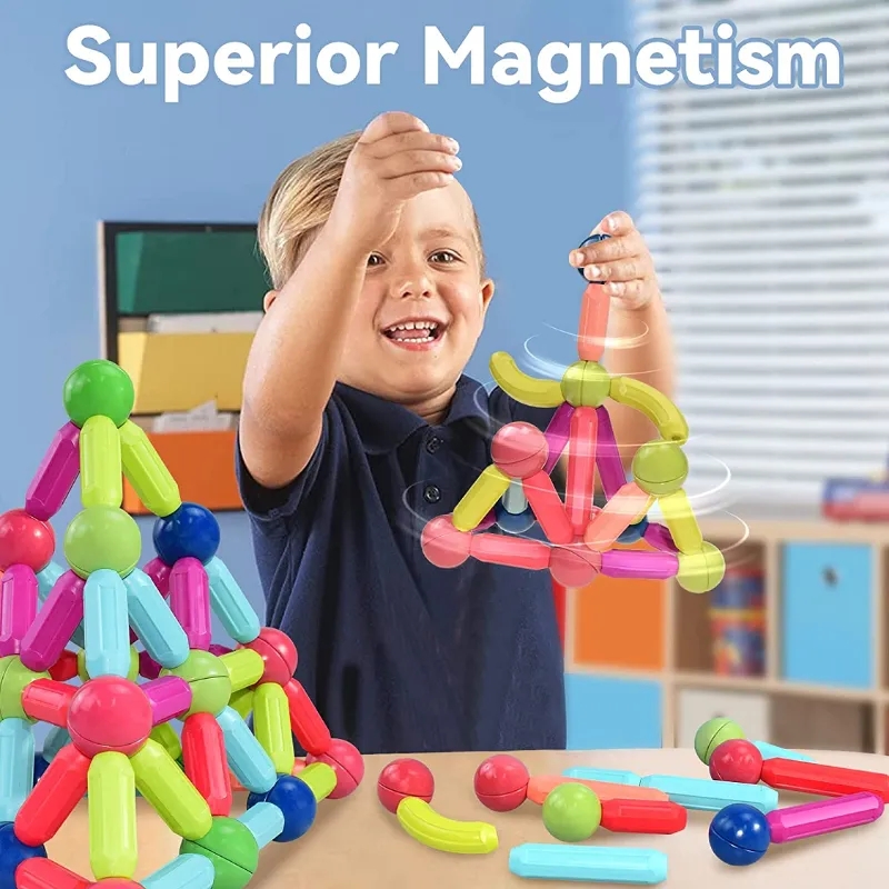 مجموعة مكعبات مغناطسية تعليمية للأطفال للتعلم المبكر وتطوير المهارات Magnetic Sticks