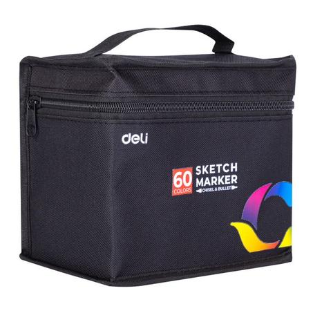 Marqueurs double pointe Deli علبة من 60 قلم رسم دائم E70806-60 (رأس حربي 1.0 مم ورأس إزميل 7 مم)