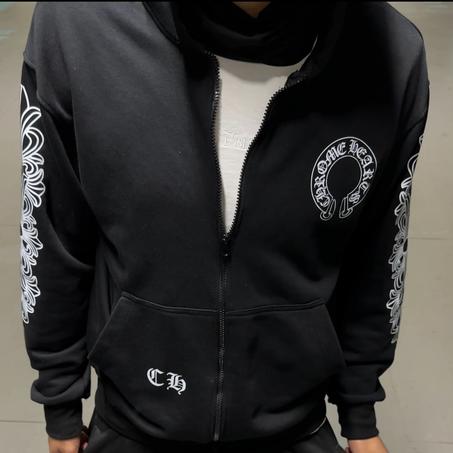 Chrome Hearts Floral Horseshoe Zip-Up Hoodie