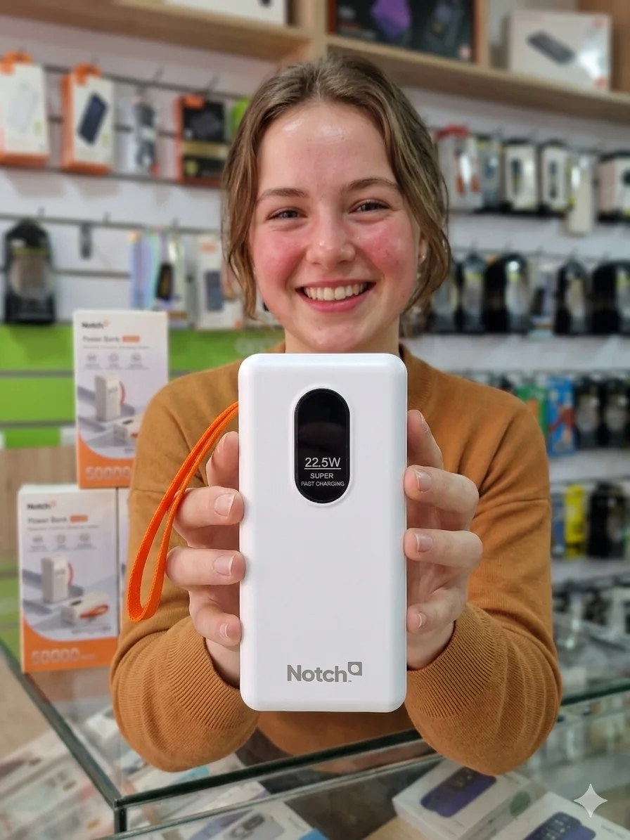 باور بانك notch 50 000 mAh قوي بشحن سريع + كابلات مدمجة