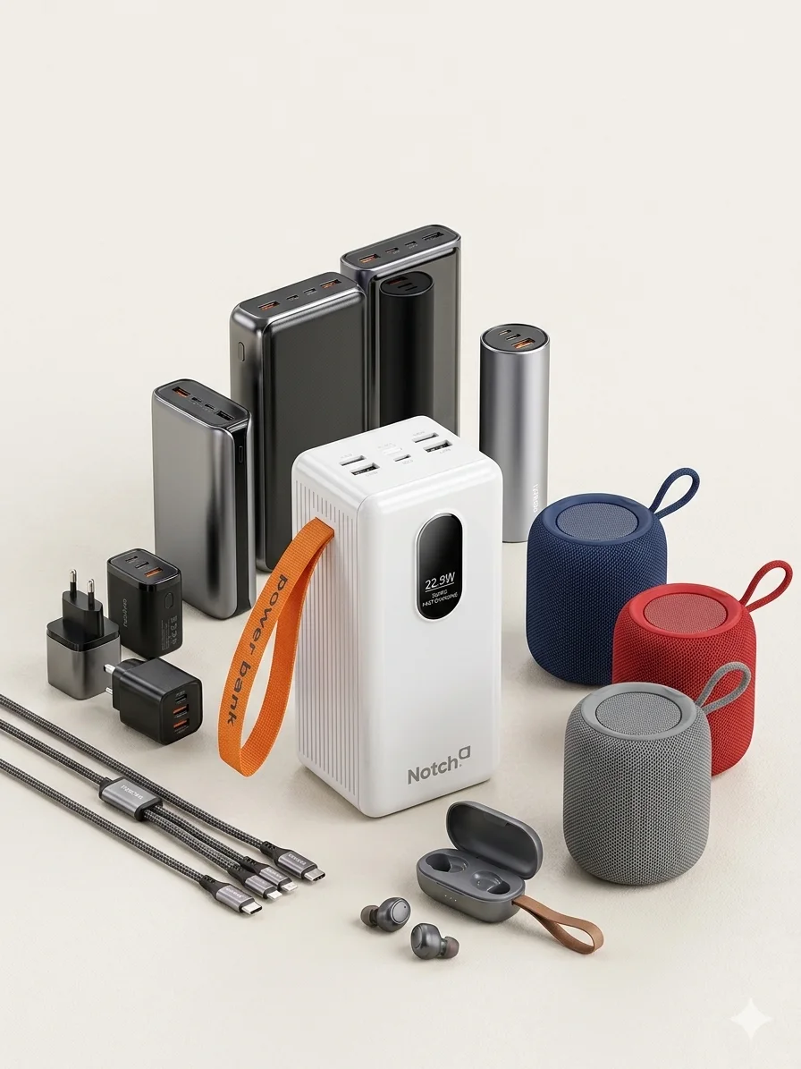 باور بانك notch 50 000 mAh قوي بشحن سريع + كابلات مدمجة