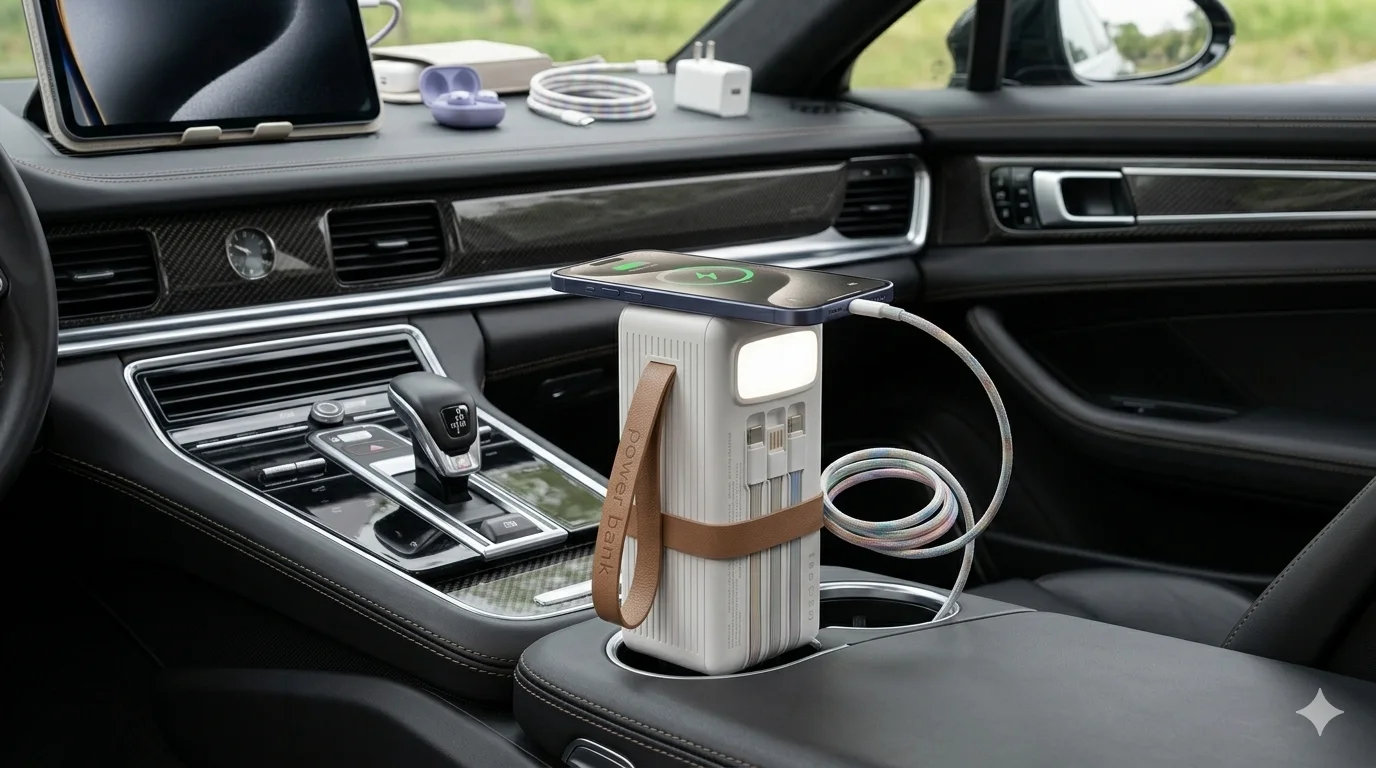 باور بانك notch 50 000 mAh قوي بشحن سريع + كابلات مدمجة