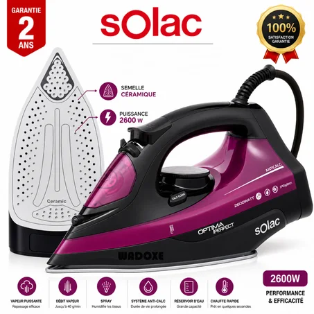 مكواة بخار قوية 2600 واط – بخار سريع، نتائج مثالية  - SOLAC