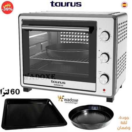 فرن كهربائي 60 لتر، الحجم الكبير، لون رمادي أنيق  - TAURUS