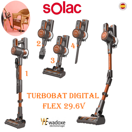 مكنسه كهربائيه أنيقة 4في1 بدون سلك بطاقة قوية 29.6 فولت ليثيوم  - SOLAC
