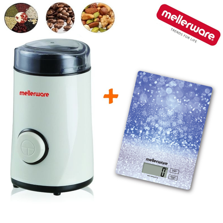 مطحنة منزلية للقهوة والمكسرات والتوابل  مع ميزان المطبخ   - MELLERWARE