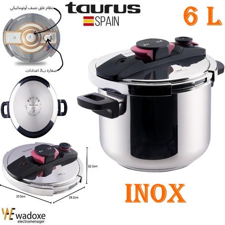 طنجرة ضغط أوتوماتيكية 6 لتر، طياب سريع، ٱمن وبدون مجهود  - TAURUS