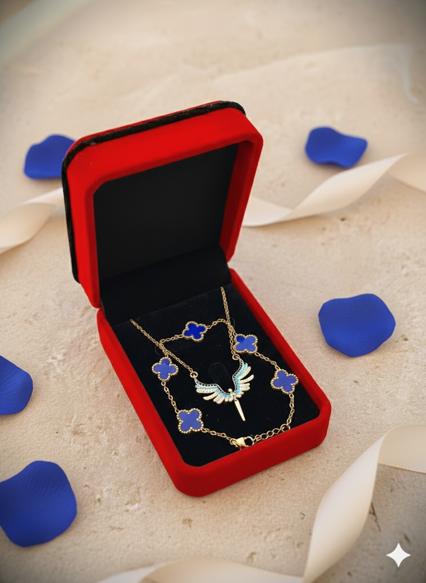 Collier Angelic Bleu + VanCleef bleu