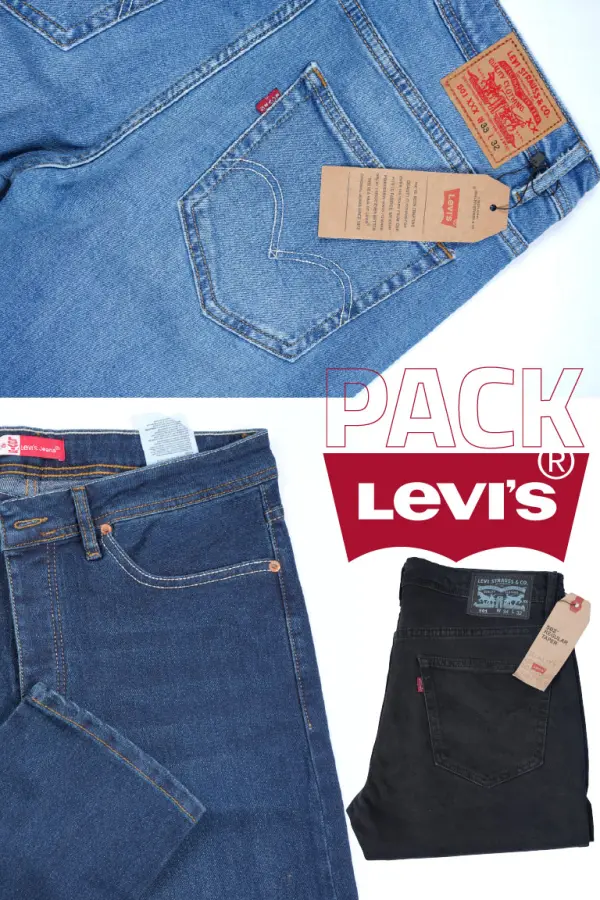 Pack de 3 Levi's De luxe coupe Normal  ( Noir + Bleu petrole + Bleu clair )