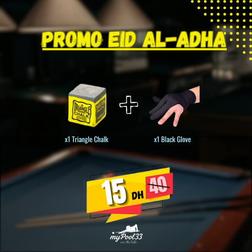 Pack Spécial Aïd Al-Adha : 1 Gant + 1 Craie Triangle | Élégant et Pratique pour les Passionnés de Billard