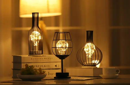 NEW LED Night Light Iron Hollow Out Night Lamp for Decoration