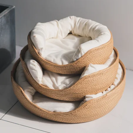 Handmade Bed Sofa Bamboo Weaving Four Season Cozy Nest Baskets Waterproof