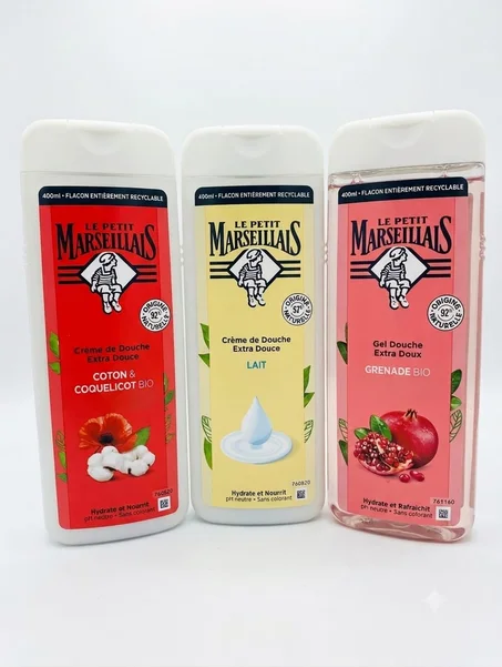 Le petit Marseillais créme de douche extra douce coton& coquelicot bio hydrate & nourrit 400ml